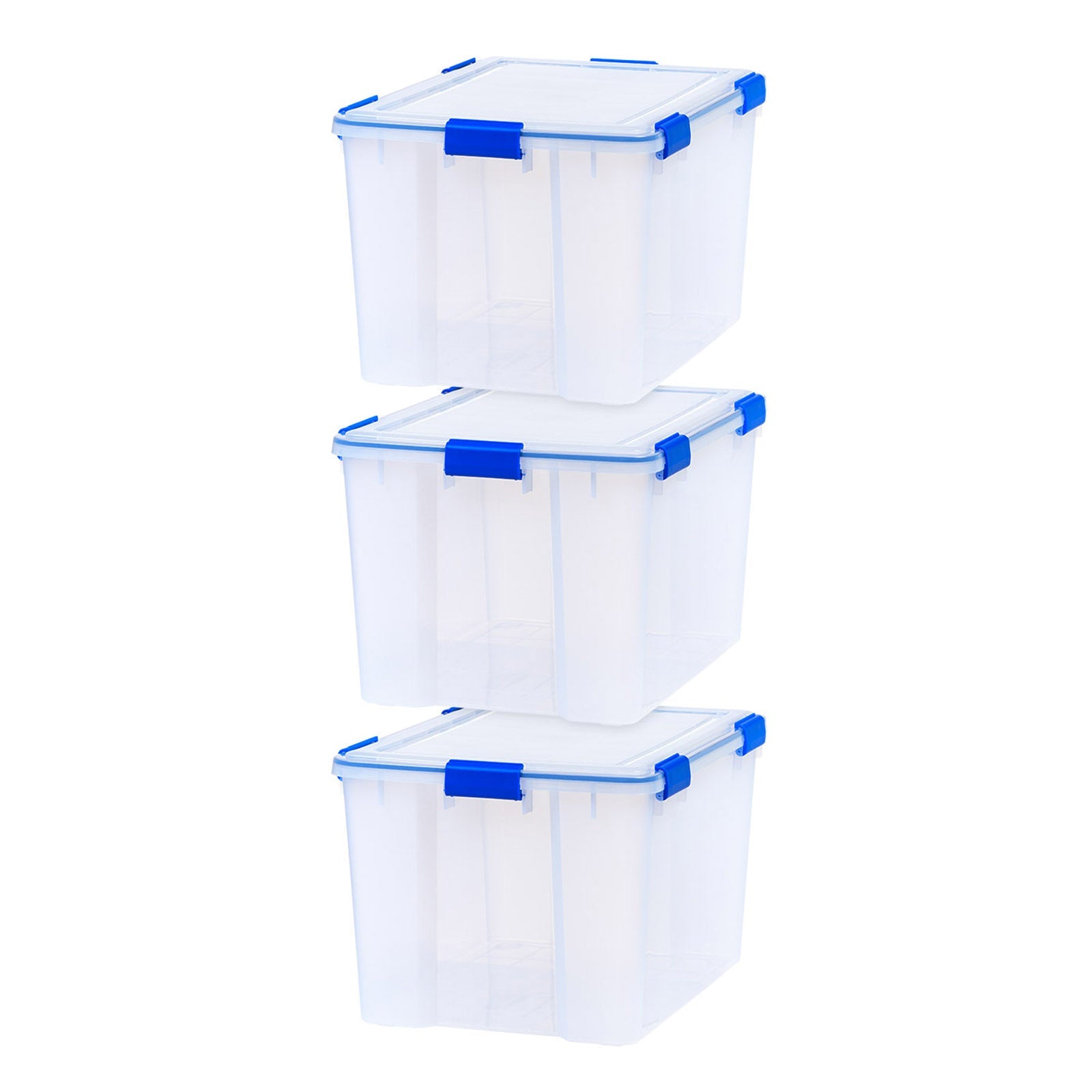 Iris 44 qt. Clear Plastic Storage Boxes with Lid in Blue