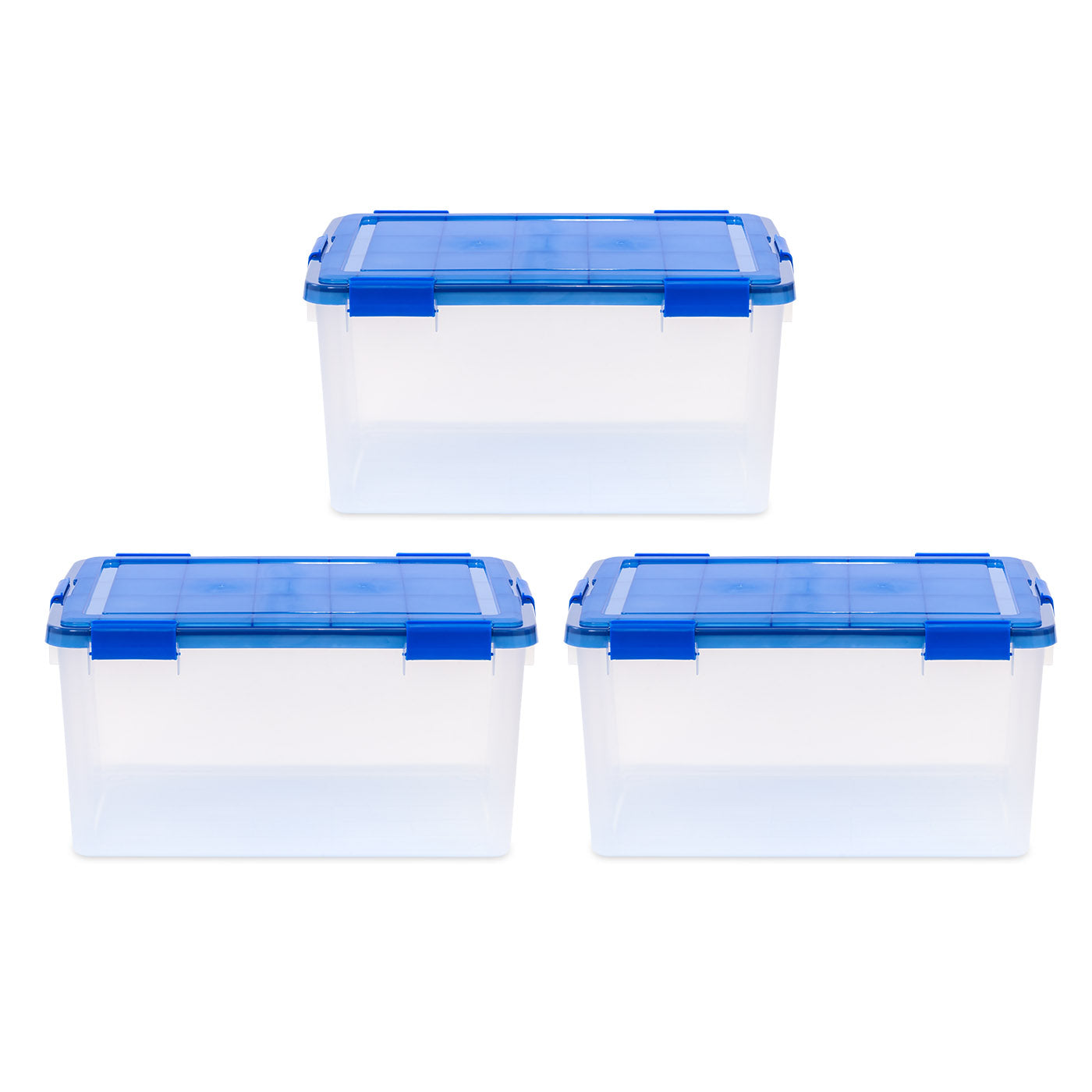 Iris 44 qt. Clear Plastic Storage Boxes with Lid in Blue