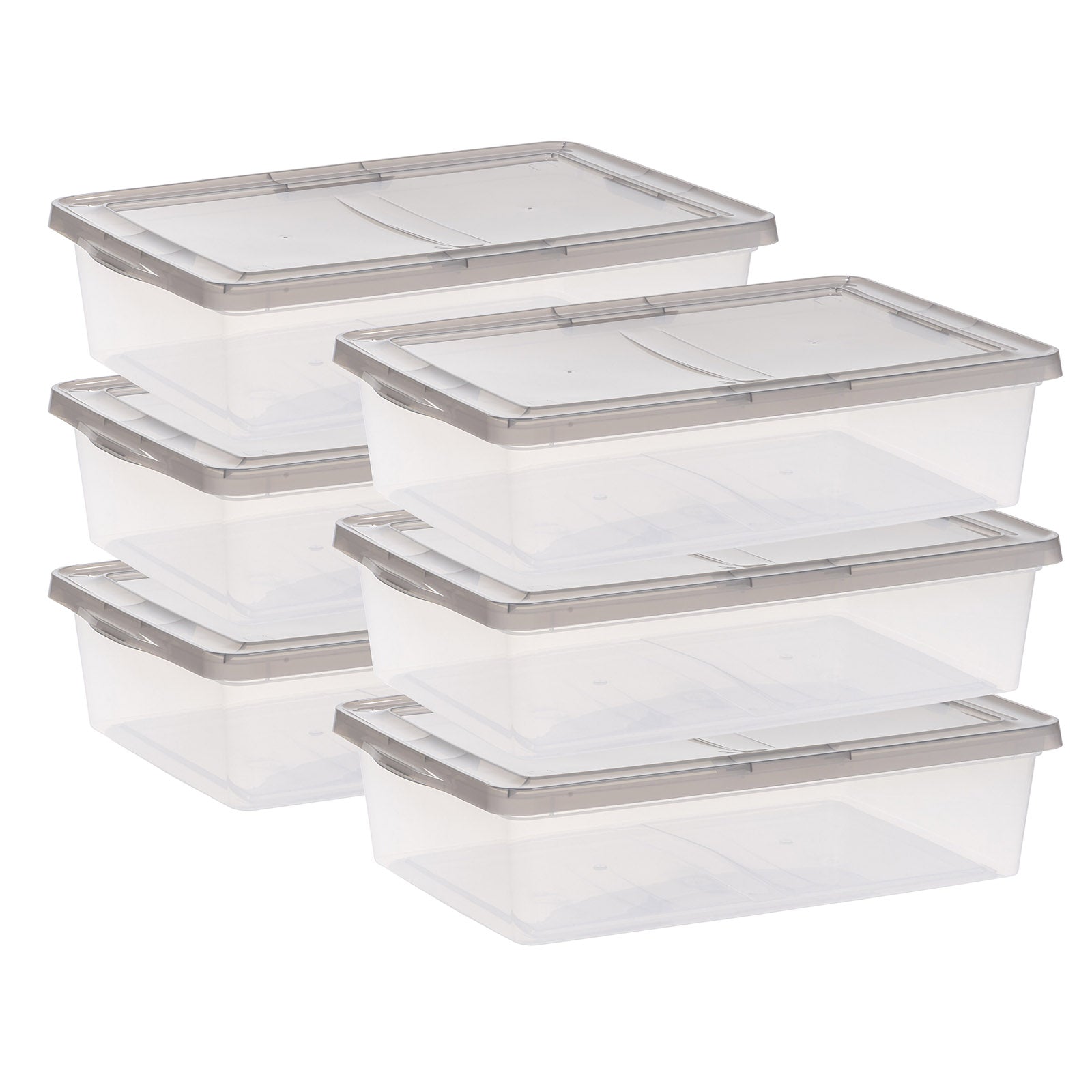 IRIS USA 15 Gallon Clear Plastic Storage Boxes with Blue Lid, Pack
