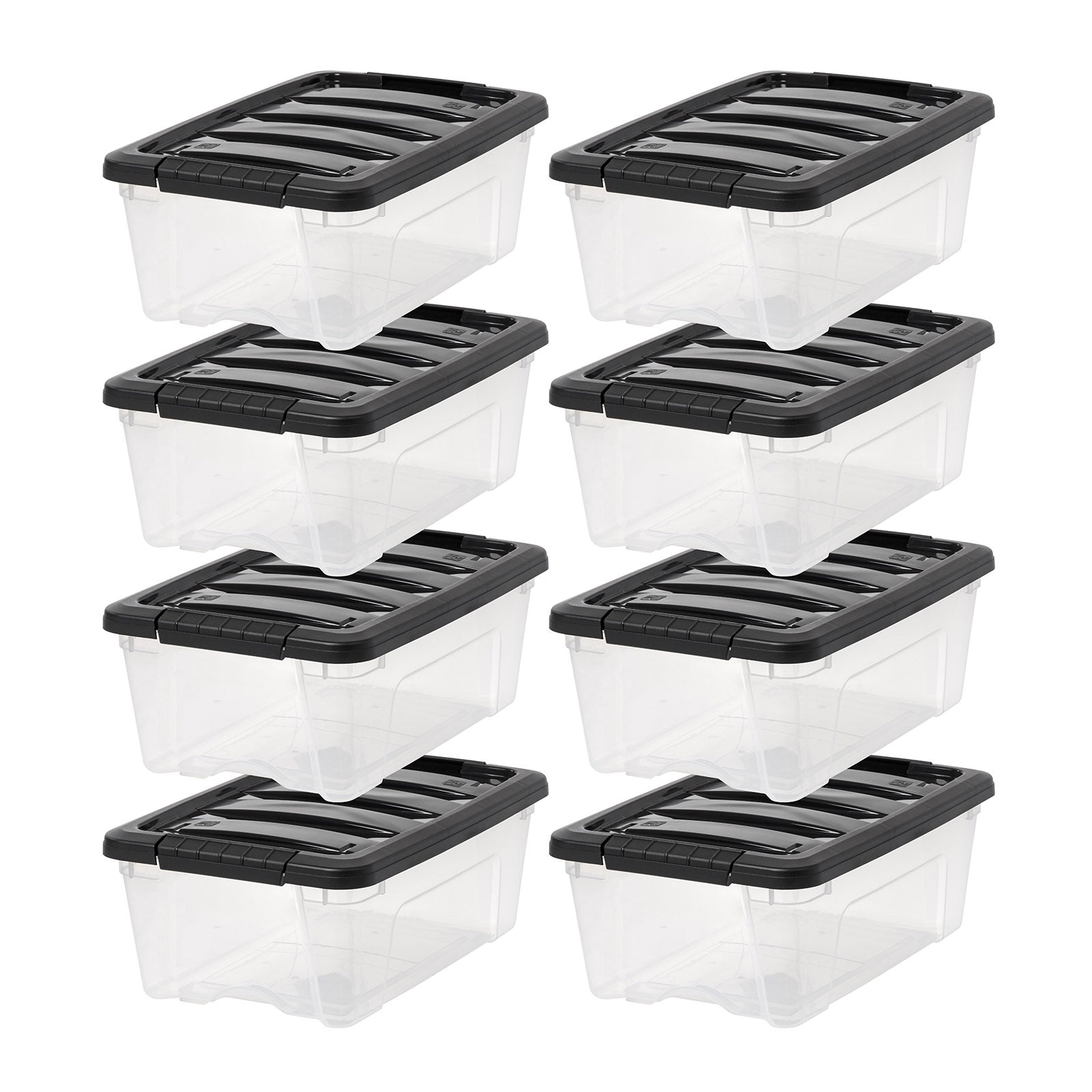 Iris USA, 5 Quart Stack & Pull Clear Plastic Storage Box with Buckles, Gray