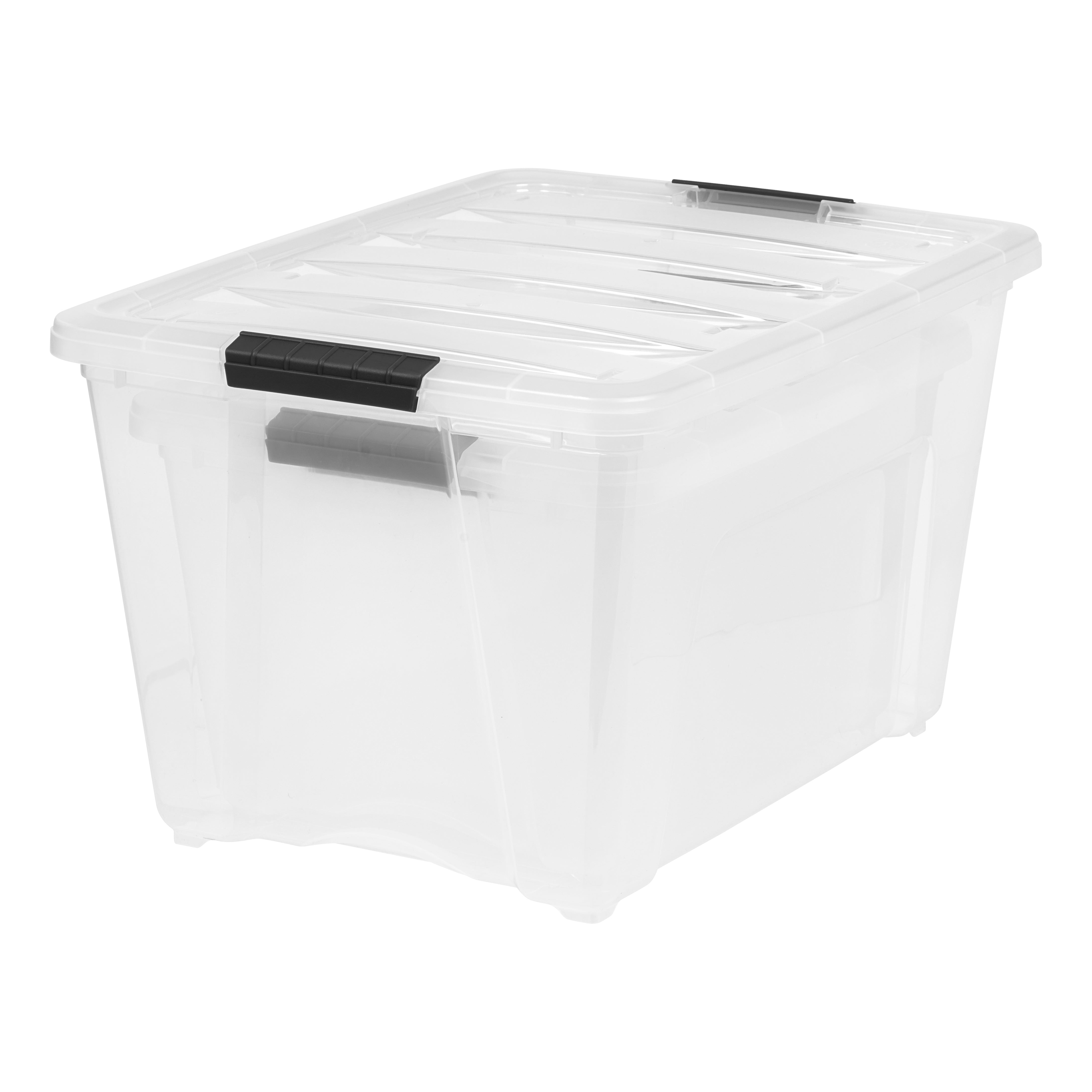  IRIS USA 19 Quart Stackable Plastic Storage Bins with Lids and  Latching Buckles, 4 Pack - Clear/Black, Containers with Lids and Latches,  Durable Nestable Closet, Garage, Totes, Tubs Boxes Organizing 