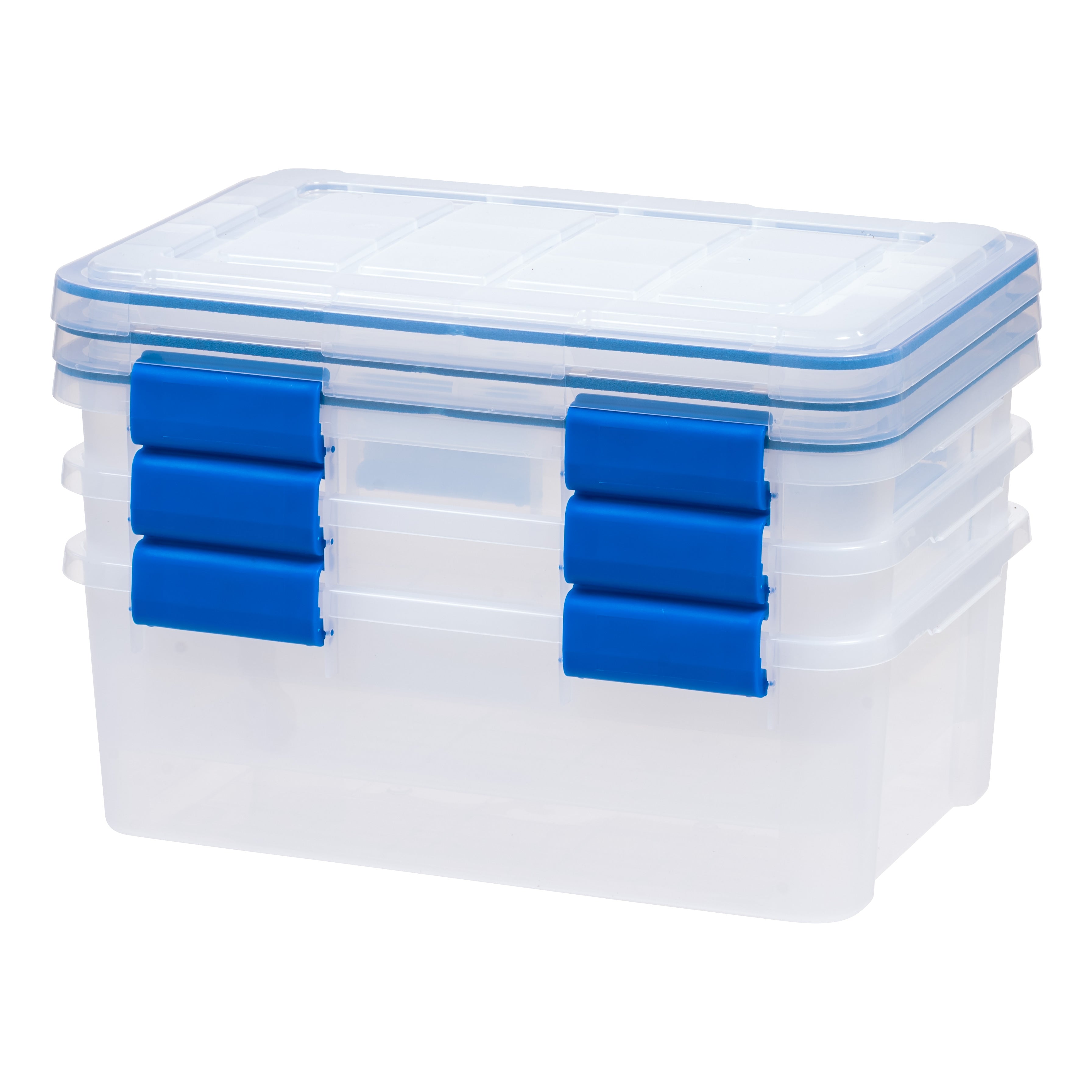 Iris USA 3 Pack 16 Quart WeatherPro Plastic Storage Box Durable Lid and Seal and Secure Latching Buckles