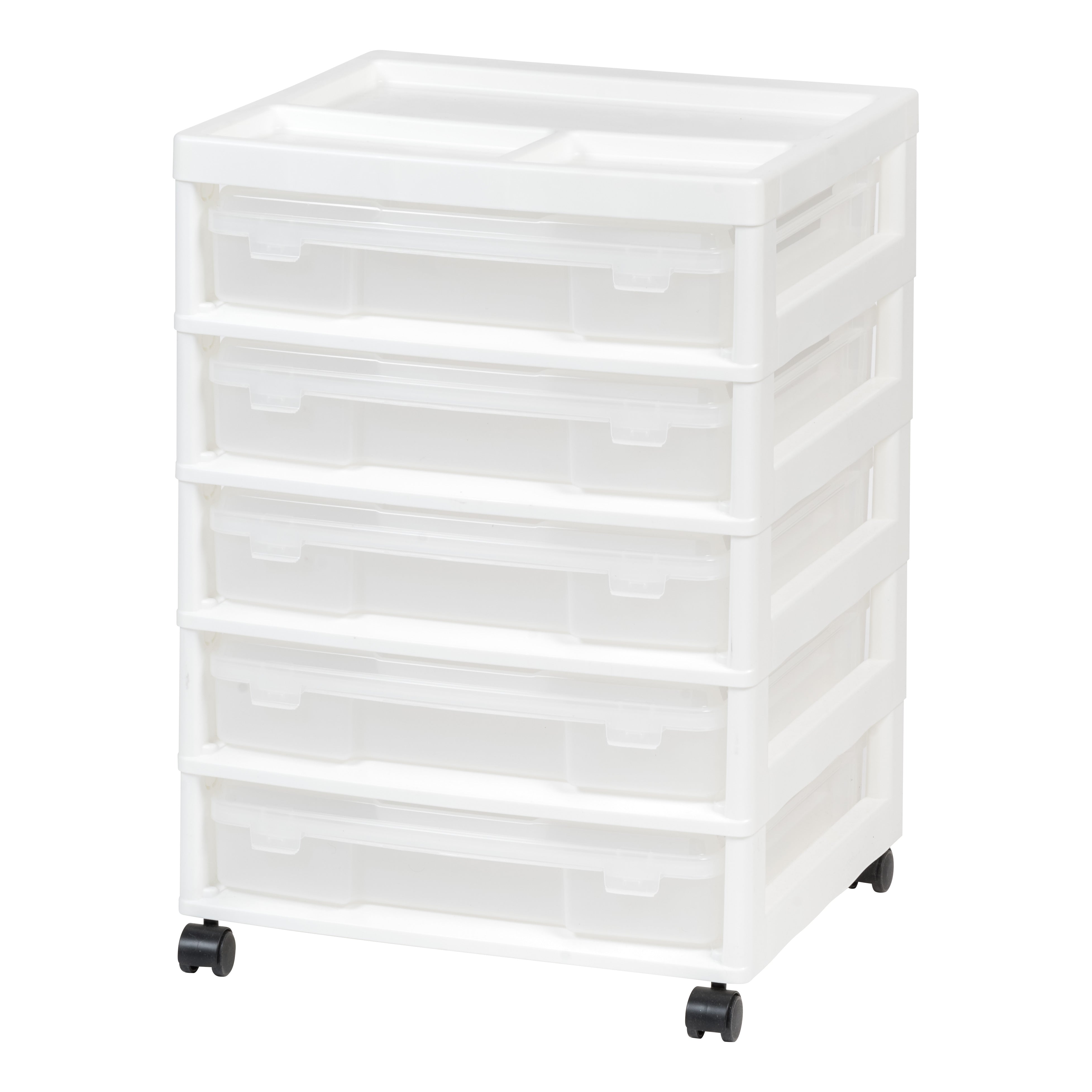  IRIS USA Plastic 3 Drawer Wide Storage Cart with Caster Wheels,  Black : Everything Else