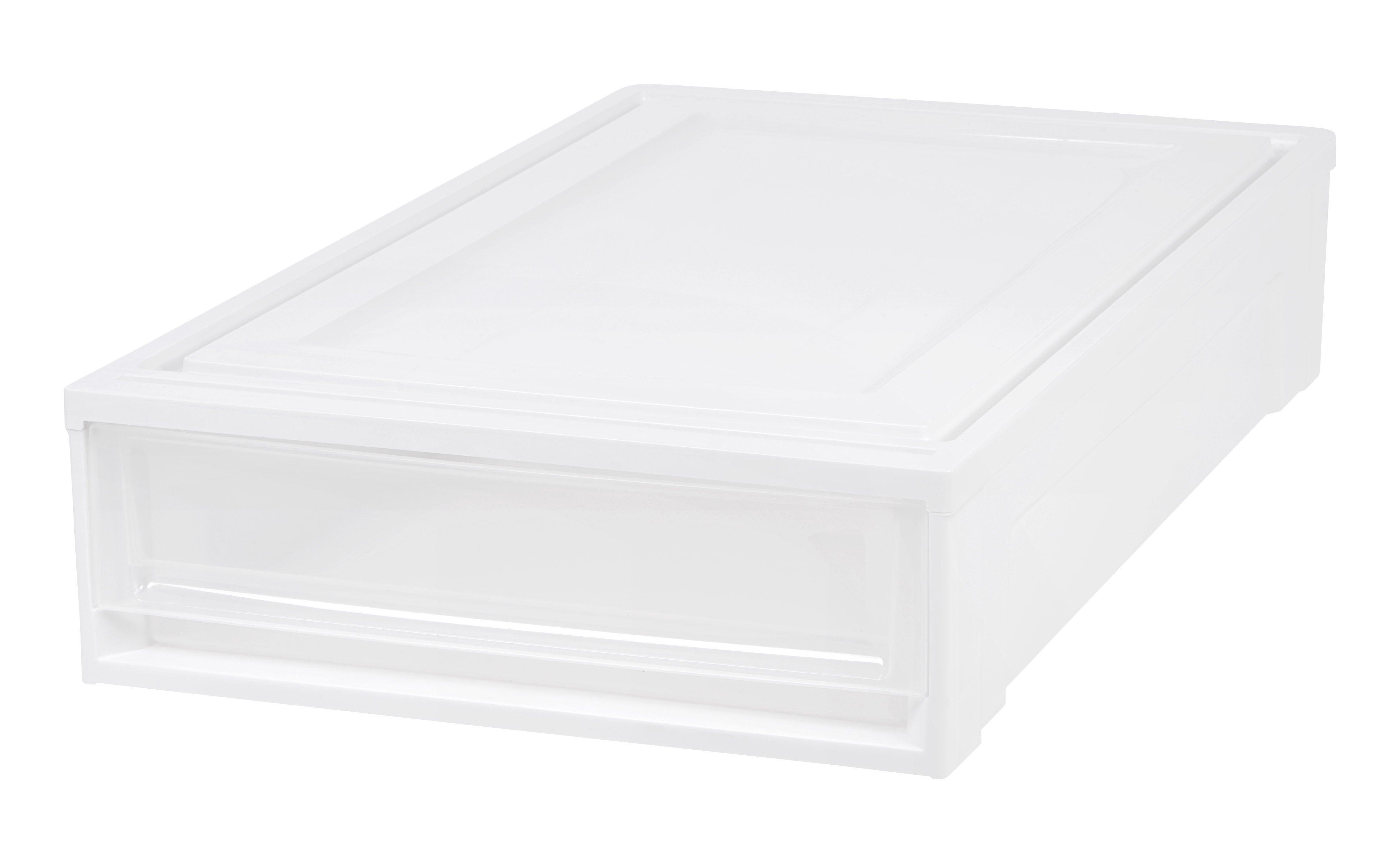 Iris USA 4 Slim Plastic Drawer Storage with Casters, White