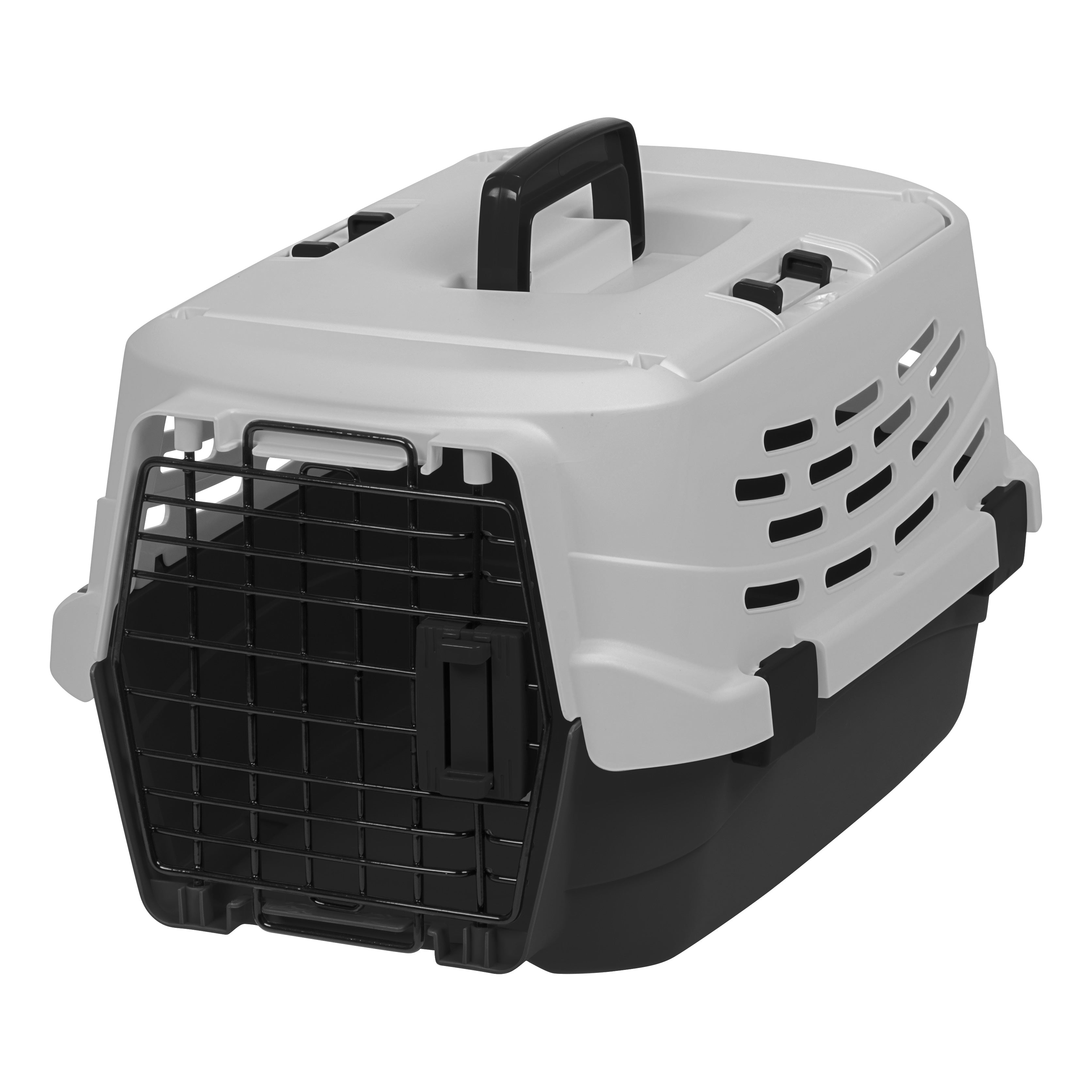 IRIS USA 19 Extra Small Pet Travel Carrier with Front and Top Access,  Black/Gray