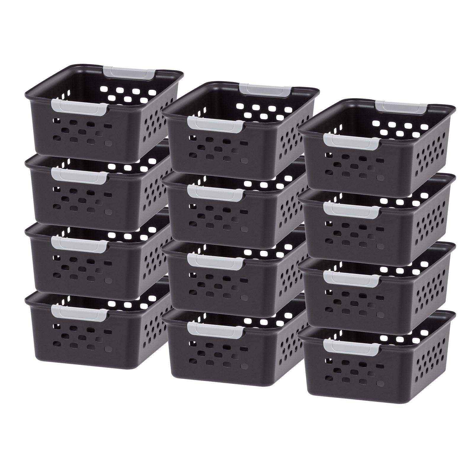 Iris USA 12 Pack Storage Basket, Black, Size: 12Pack-Small