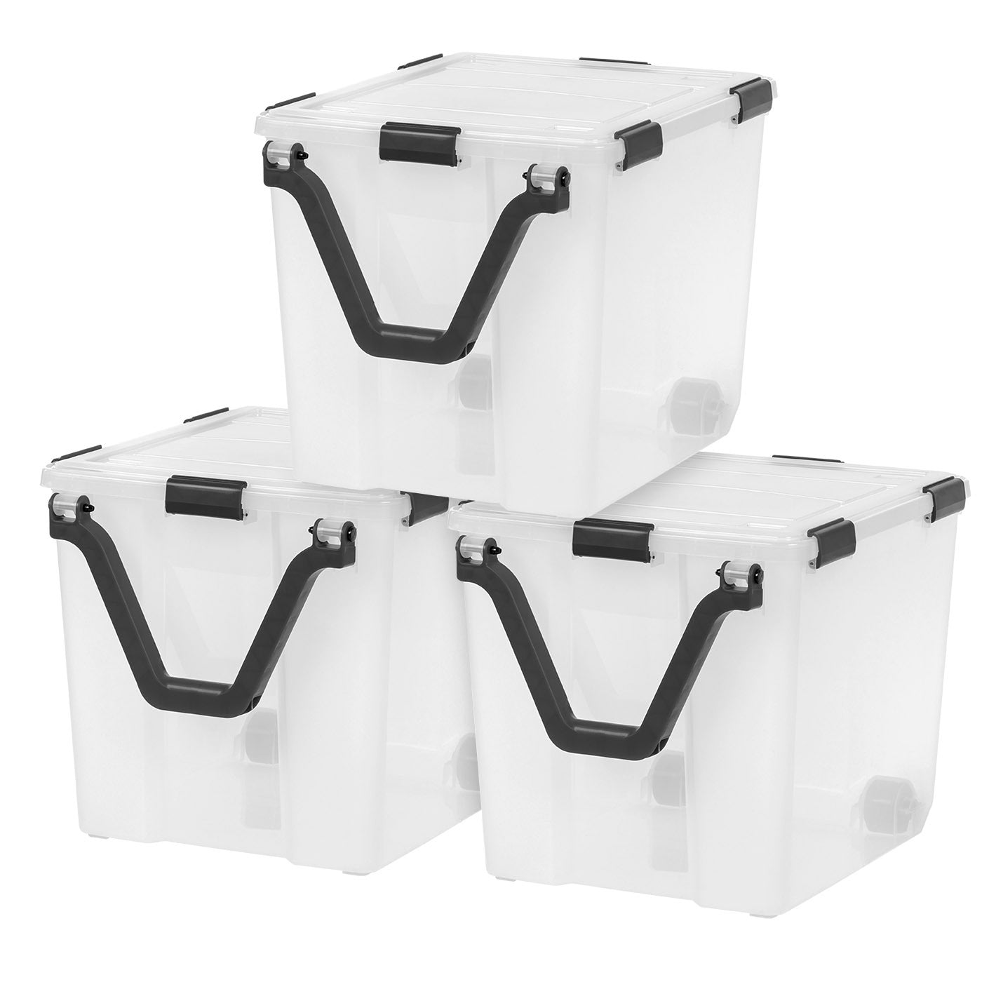 Mount It! Work It! Heavy Duty Plastic Storage Containers, 60 Liters,  Black/Yellow, Case Of 3 Bins