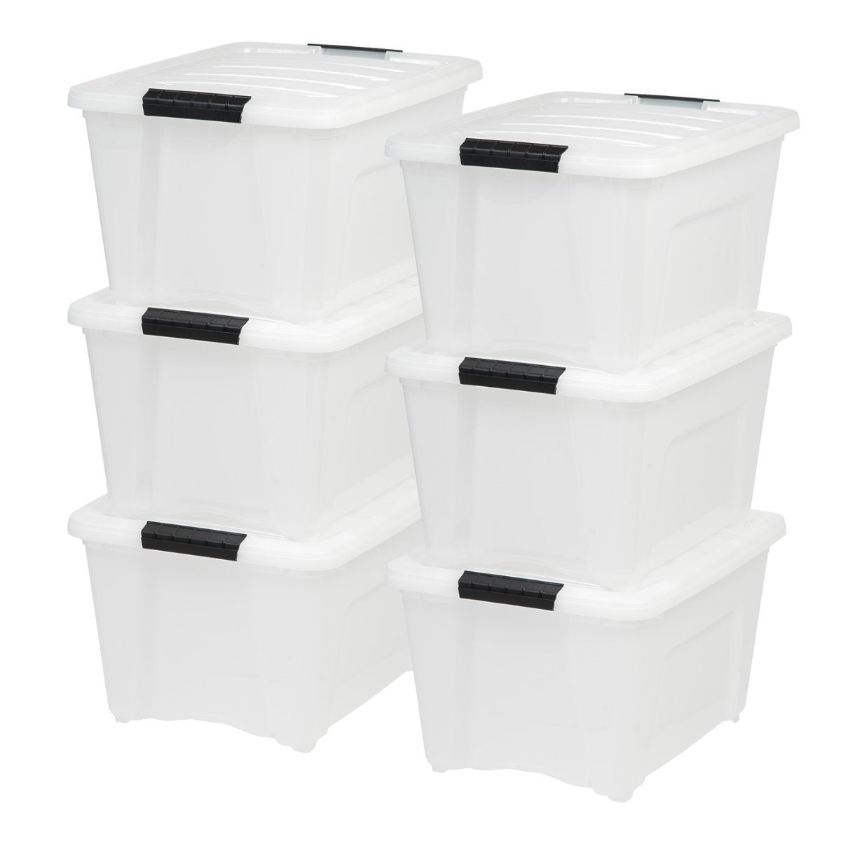 6 Pack Stackable Storage Box Tote Bins w/ Latch Lid Containers 32