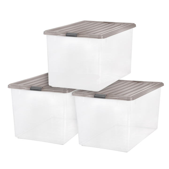 IRIS USA 3 Pack 144qt Large Clear View Plastic Storage Bin with Lid and Secure Latching Buckles - IRIS USA, Inc.