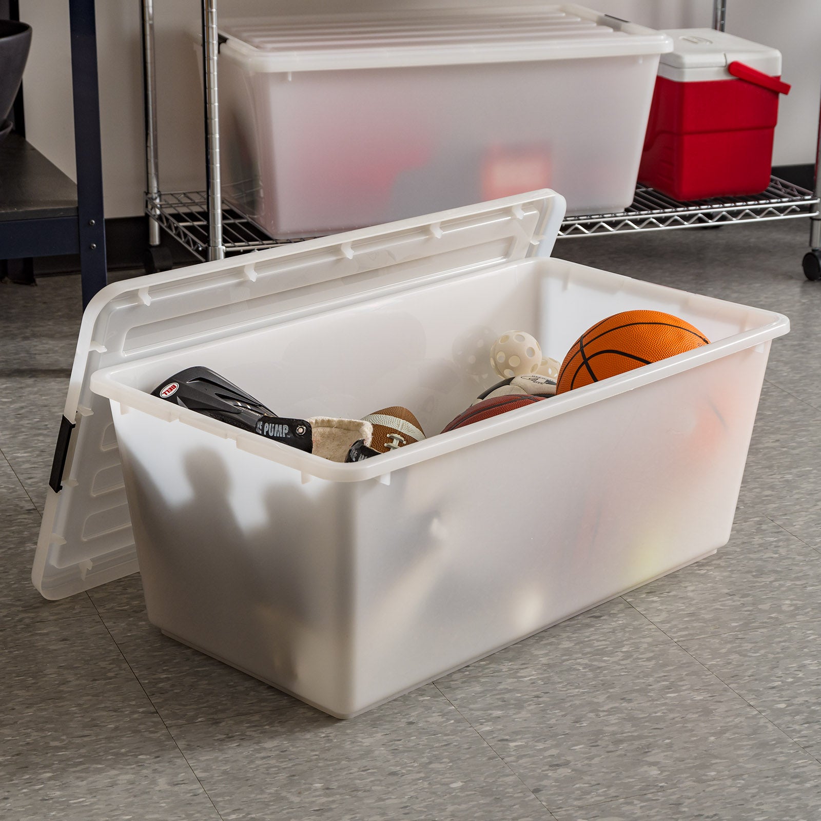 Storage Bins, 34 Qt (Pack of 1) Folding top Storage box, Storage