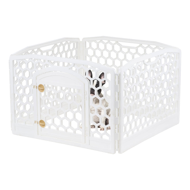 24-inch Exercise Pet Playpen with Door, White