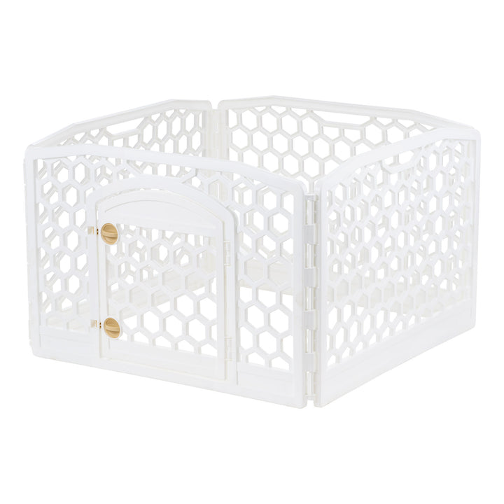 24-inch Exercise Pet Playpen with Door, White