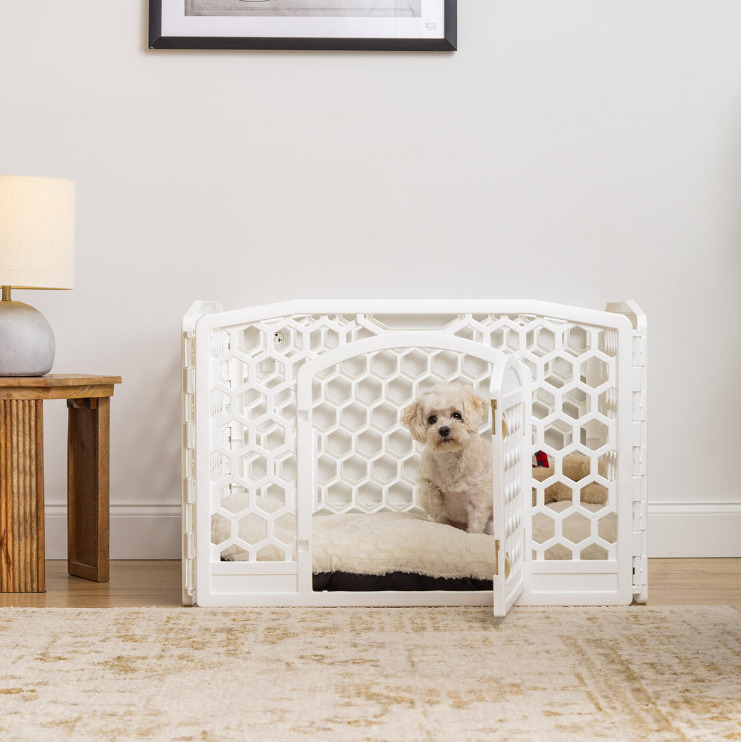 24-inch Exercise Pet Playpen with Door, White