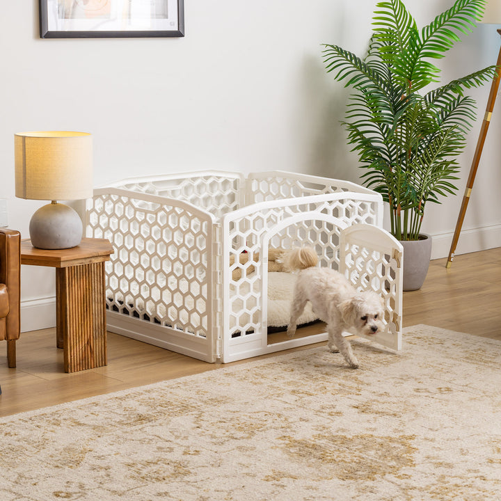 24-inch Exercise Pet Playpen with Door, White