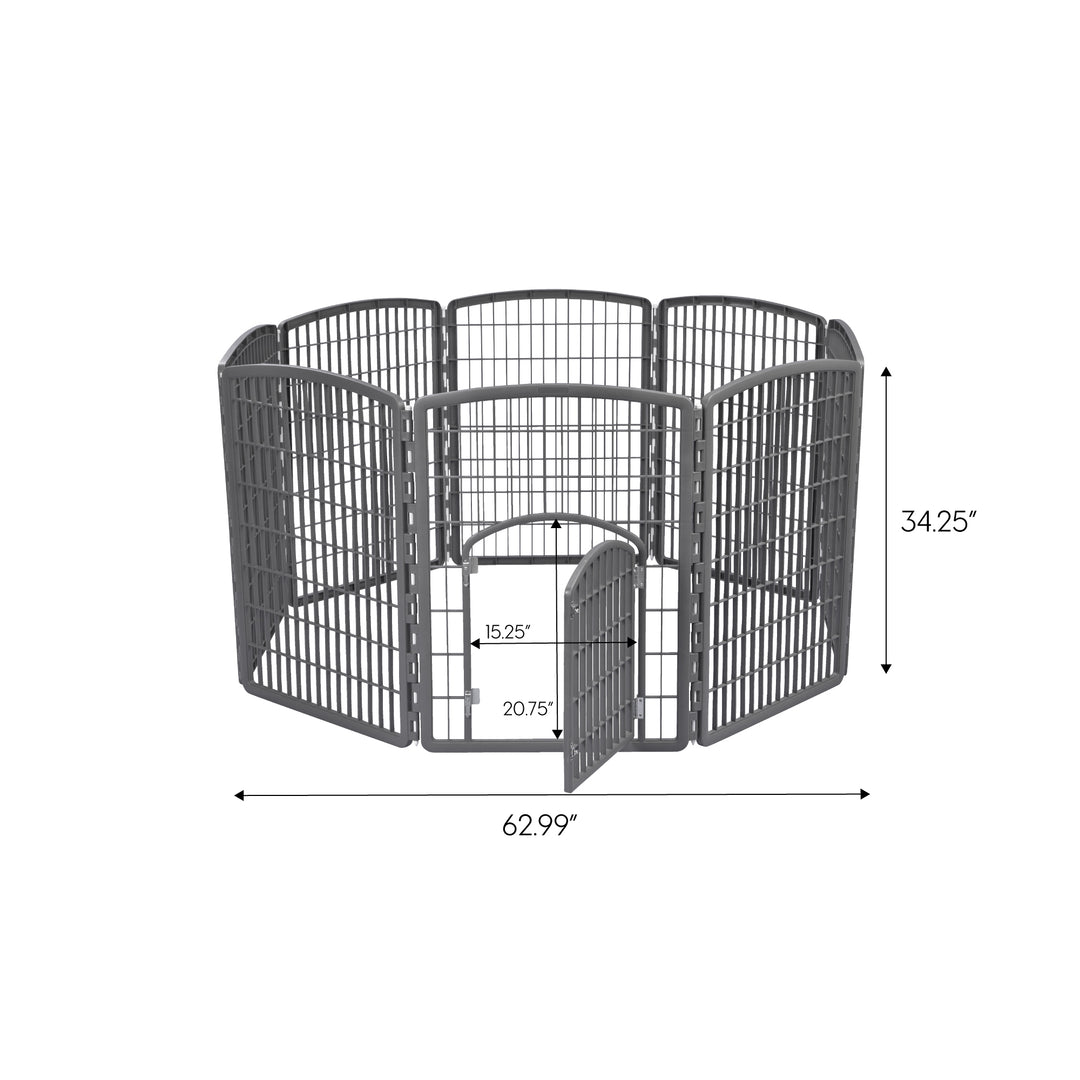 34" Exercise 8-Panel Pet Playpen with Door GRAY - IRIS USA, Inc.