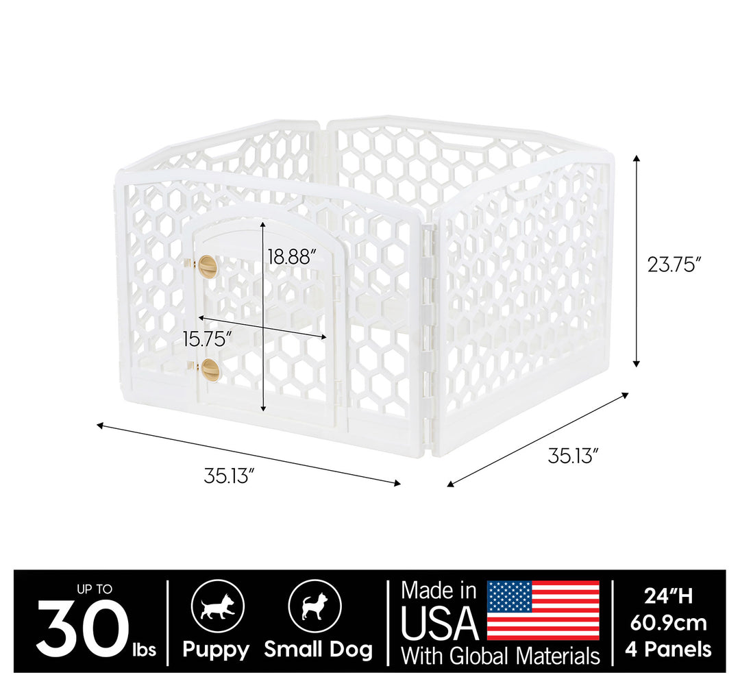 24-inch Exercise Pet Playpen with Door, White