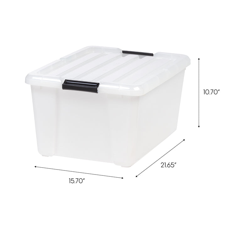 45 Quart Buckle Down Storage Box, 4 Pack, Pearl