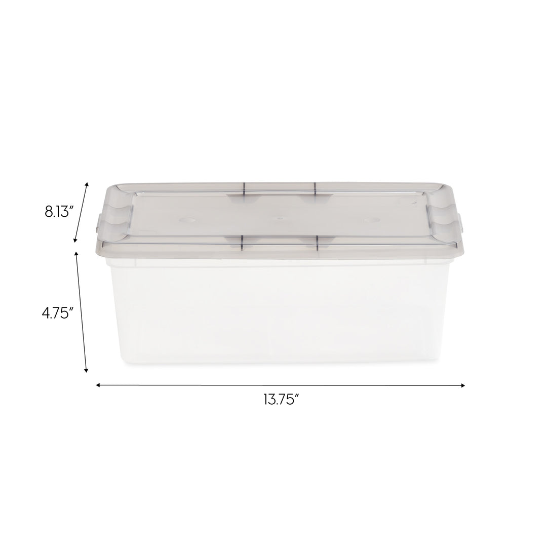 6.7 Qt. Stackable Box, Plastic Storage Bins with Lids, Clear, Gray Lid, Single Pk - IRIS USA, Inc.