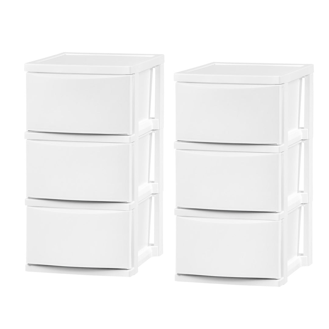 3 Narrow Drawer Storage, Organizer Unit for Bedroom, Living Room, White, Set of 2 - IRIS USA, Inc.