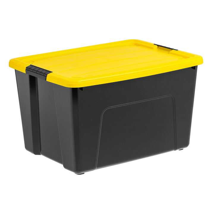 60 Qt. (15 gal.) Large Latch Box, Plastic Storage Bins with Lids, Black-Yellow, Set of 6 - IRIS USA, Inc.