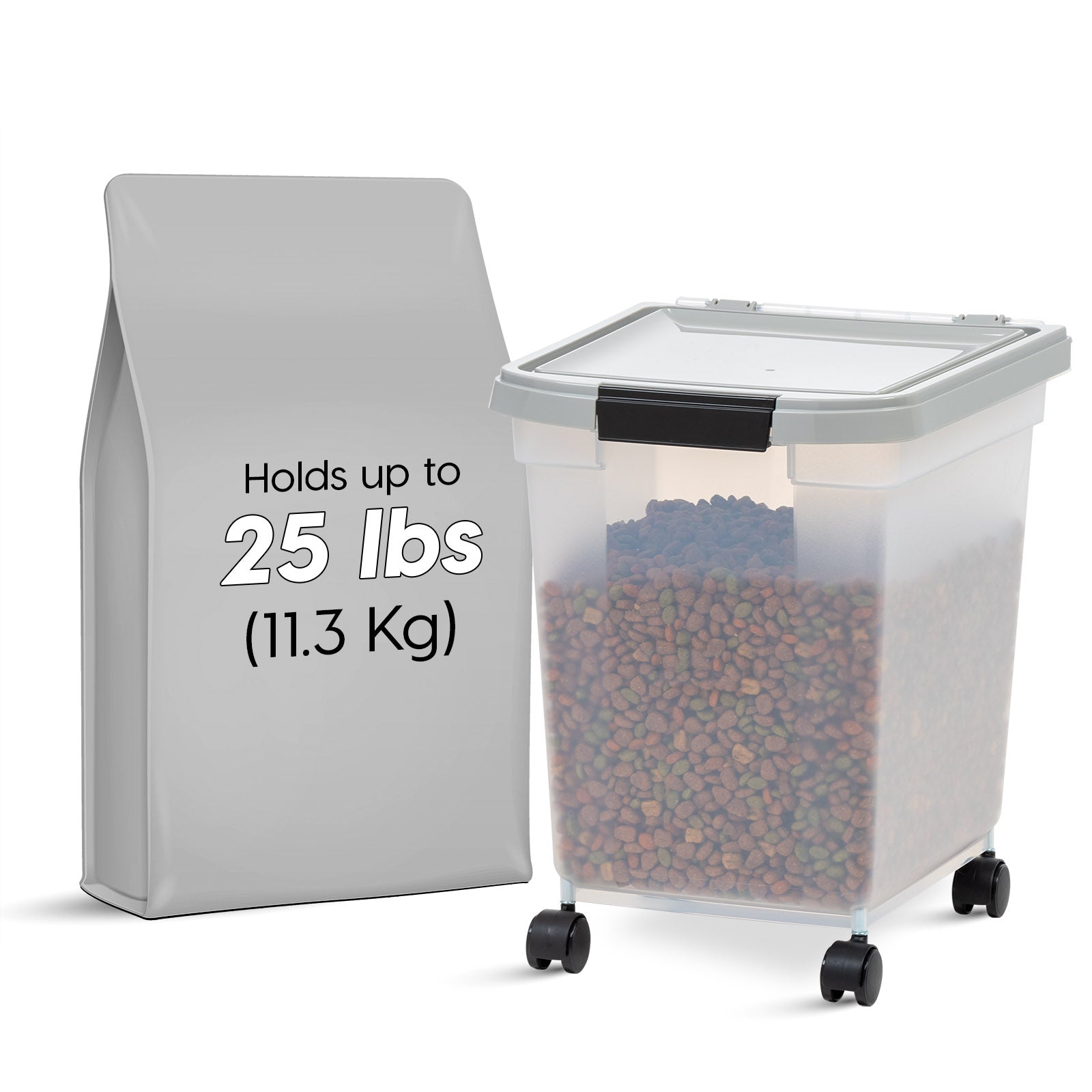 Iris 32.5 Quart Airtight Pet Food Container Black