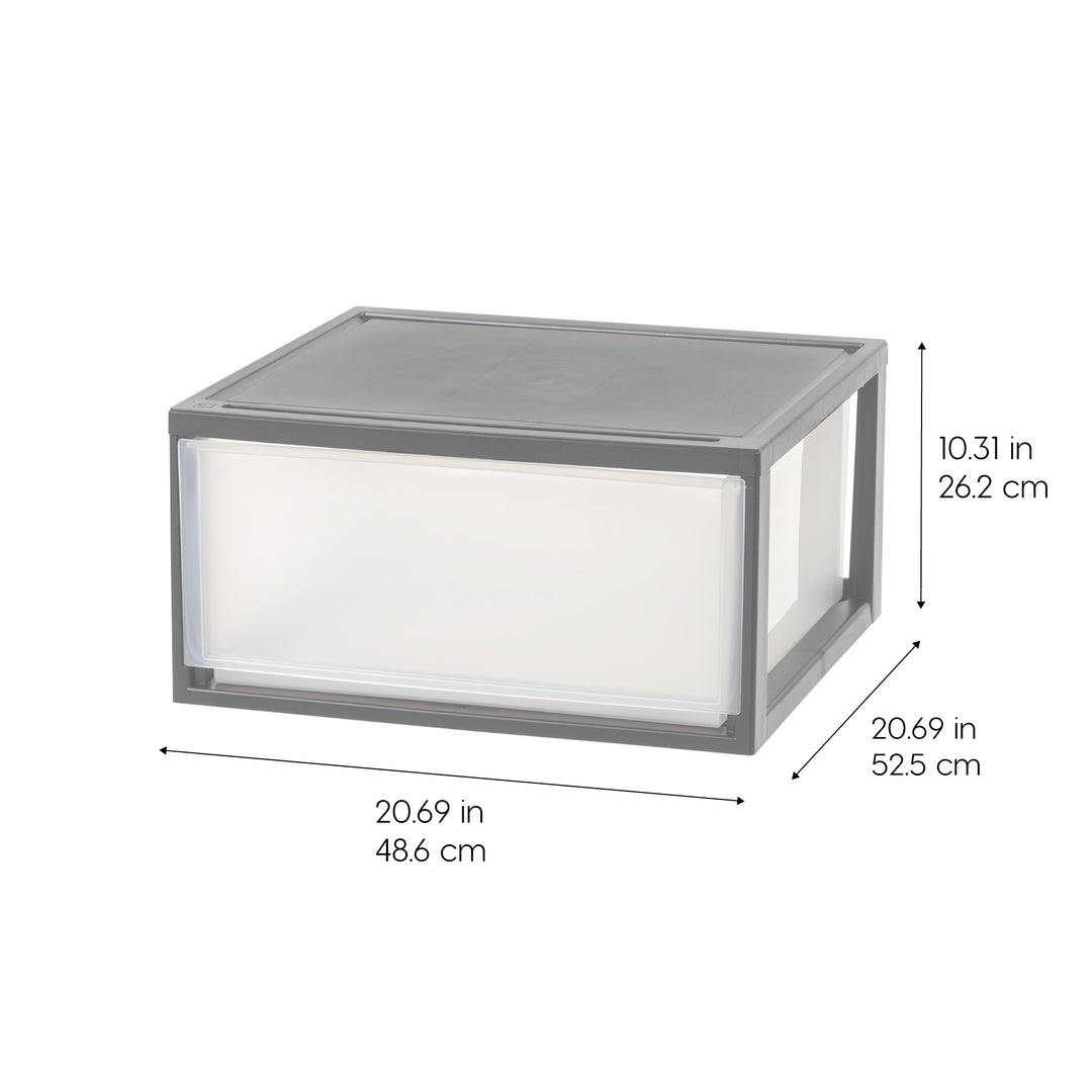 47 Qt. Extra Large Plastic Stackable Storage Drawers, Modular, Gray Clear, Set of 2 - IRIS USA, Inc.