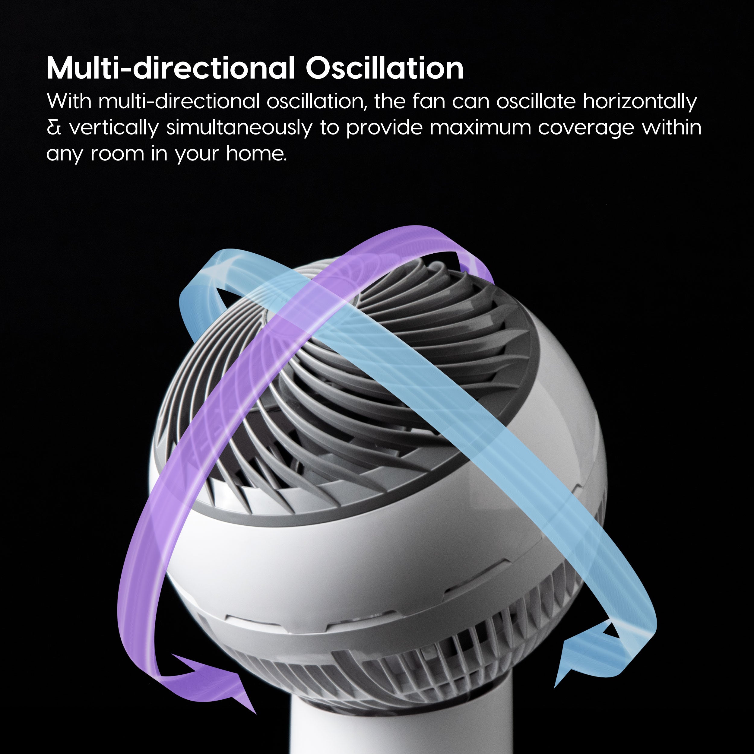 WOOZOO® Globe Fan - Multi Oscillation, Powerful & Quiet DC Motor, Remote