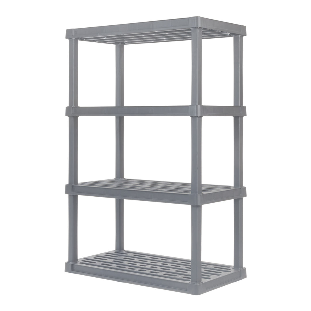 4-Tier Wide Plastic Rack Storage Shelf with 400lb. Total Capacity, Elephant Gray - IRIS USA, Inc.