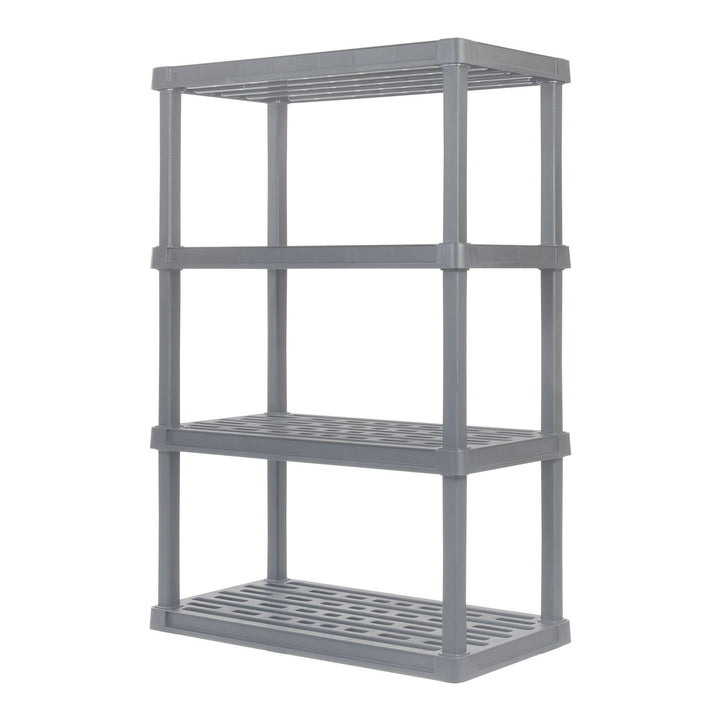 4-Tier Wide Plastic Rack Storage Shelf with 400lb. Total Capacity, Elephant Gray - IRIS USA, Inc.