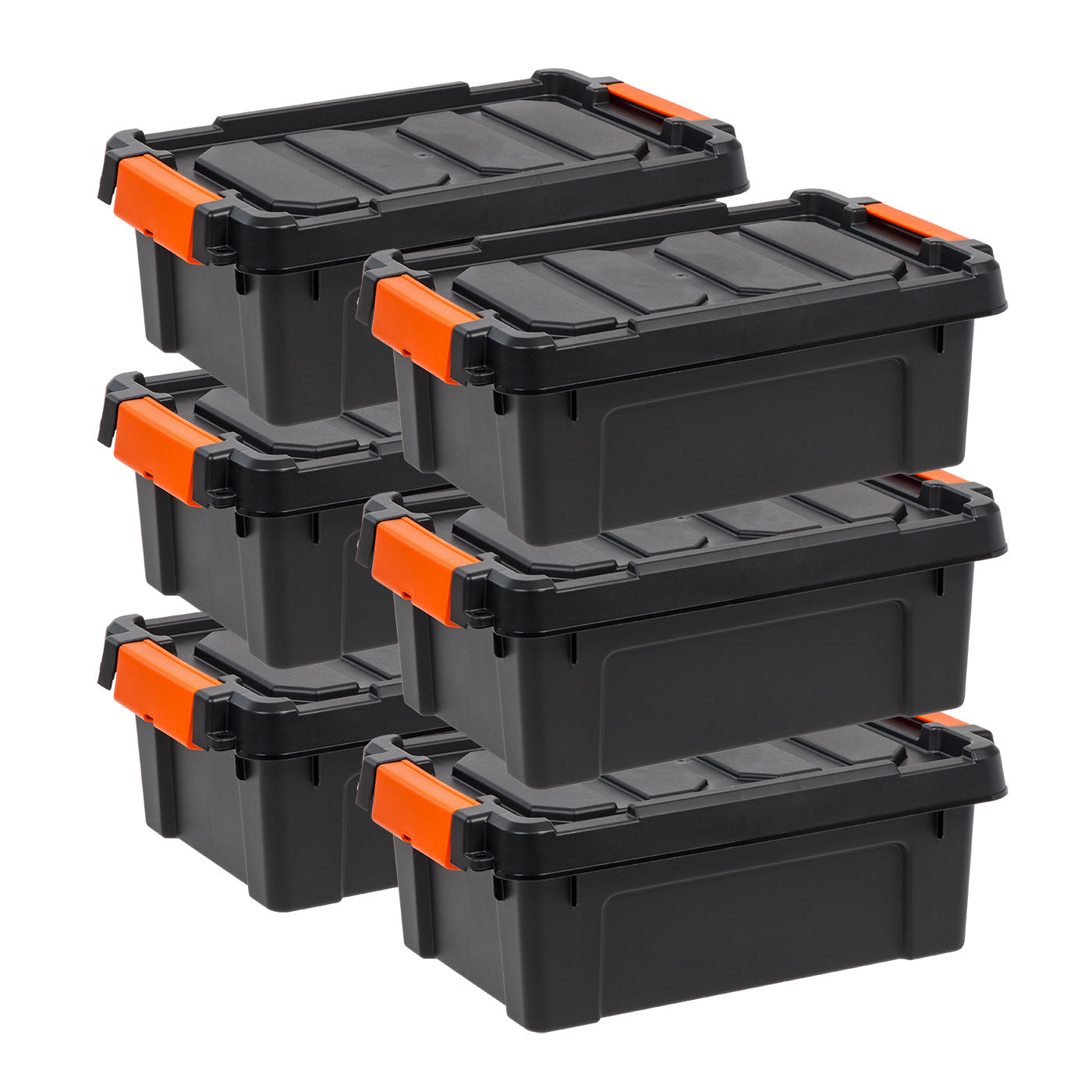 13 Quart Heavy Duty Plastic Storage Box Black Pack of 6 IRIS USA