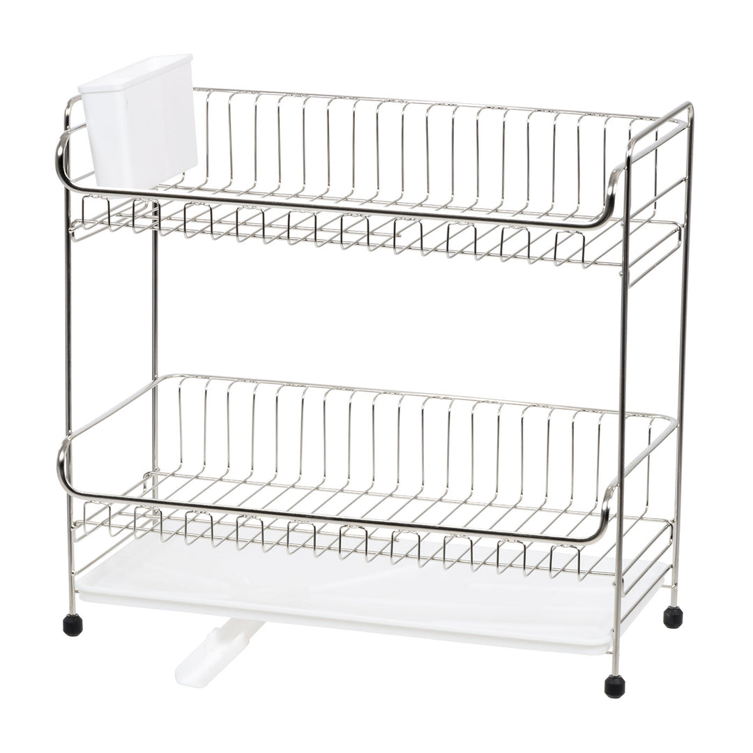 Stainless Steel 2-tier Slim-sized Dish Rack, Black