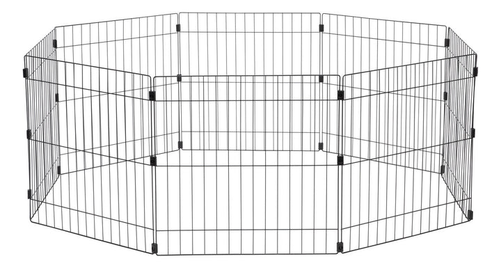 IRIS USA Metal Exercise Pet Playpen, Small Medium Dog Secure Fence Portable Easy Assemble Yard Outdoor Camping, 24"H-48"H 8-panel, Black - IRIS USA, Inc.