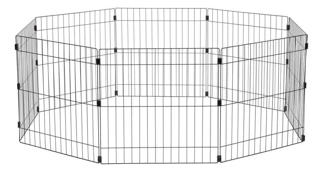 IRIS USA Metal Exercise Pet Playpen, Small Medium Dog Secure Fence Portable Easy Assemble Yard Outdoor Camping, 24"H-48"H 8-panel, Black - IRIS USA, Inc.