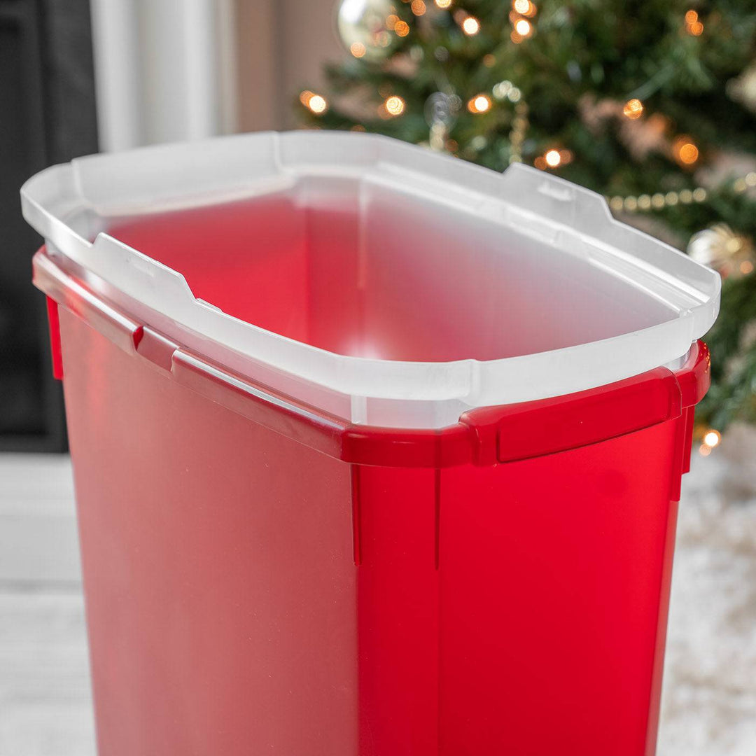 40" Wrapping Paper Storage Container with Built-in Handles, Clear/Red - IRIS USA, Inc.