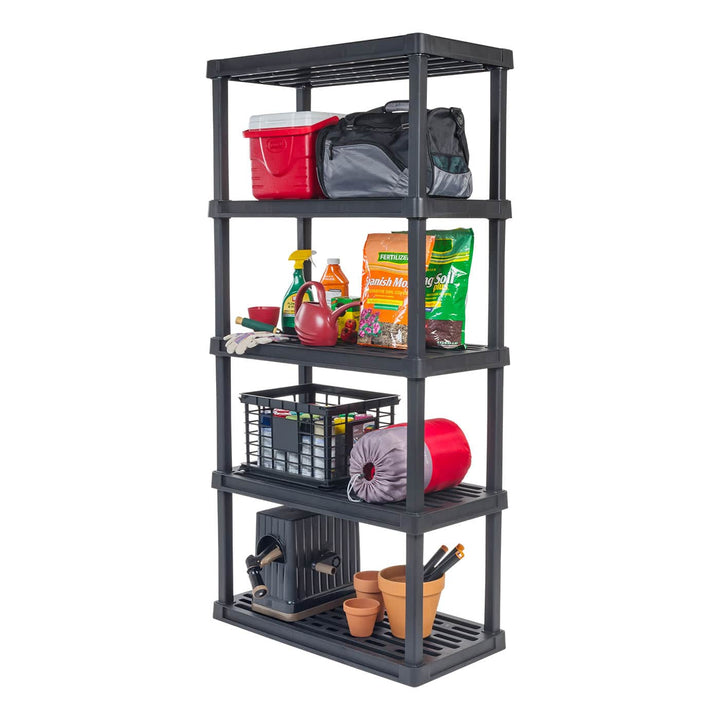 IRIS USA, Plastic Rack Shelf with 5 Large Shelves, Black - IRIS USA, Inc.