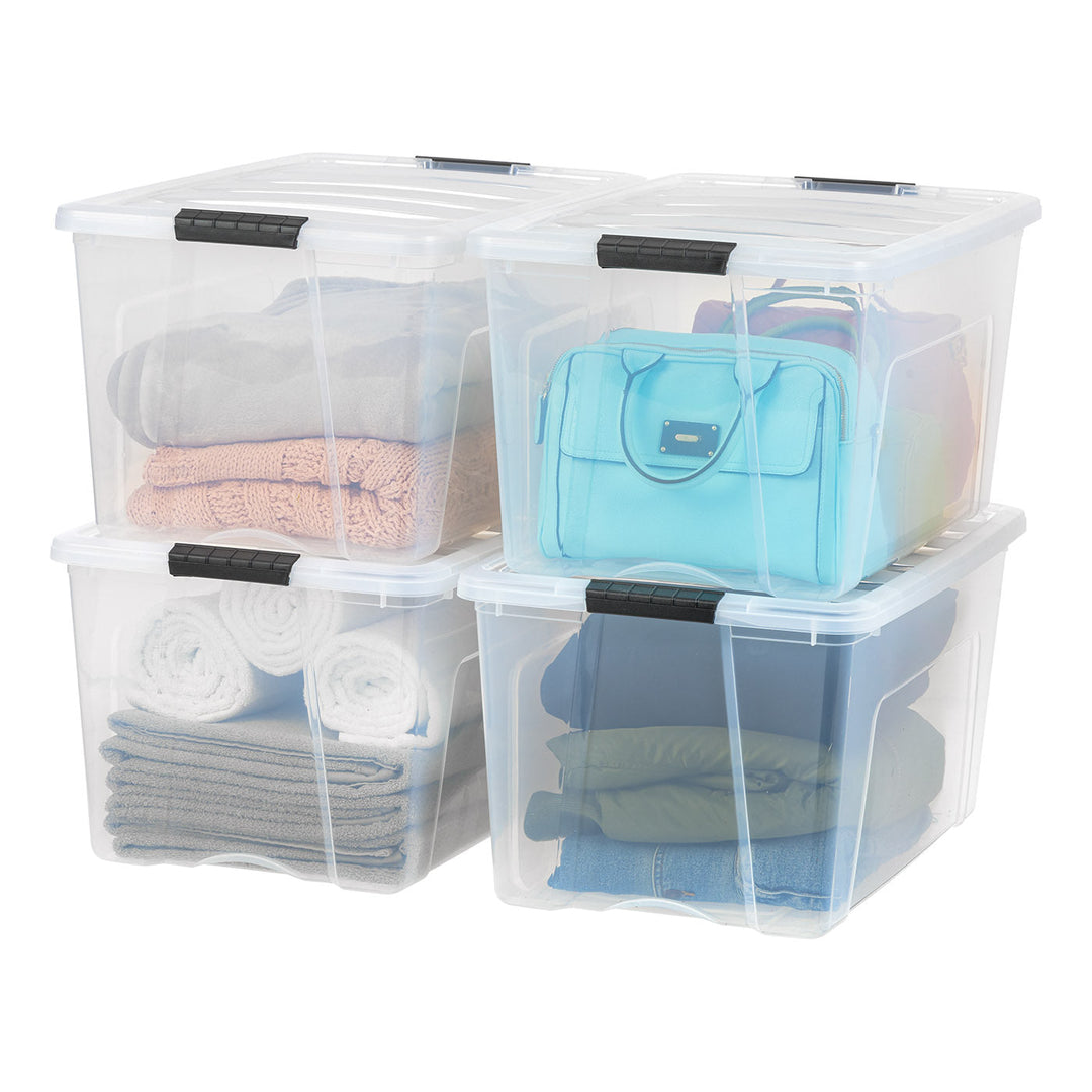 4 Pack 72qt Clear View Plastic Storage Bin with Lid and Secure Latching Buckles - IRIS USA, Inc.