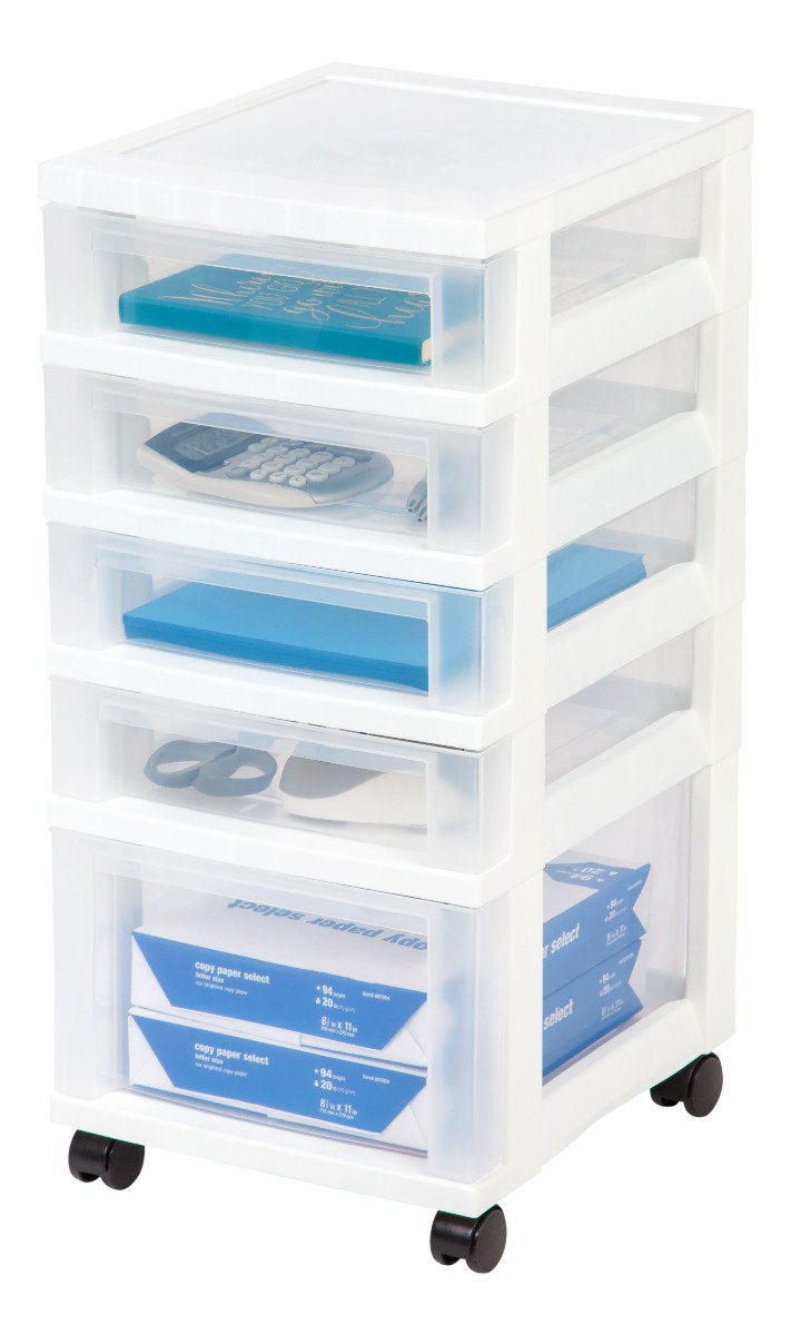 Storage Cart with Organizer Top - 5 Drawer - image 1#color_white