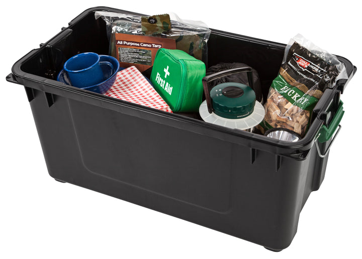 Remington® 82 Quart WEATHERTIGHT Storage Box, Store-It-All Utility Tote, 4 Pack, Black - IRIS USA, Inc.