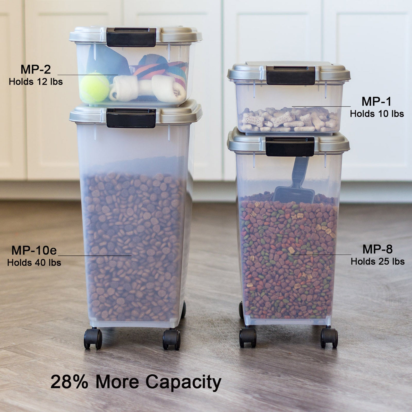 Airtight pet food shops storage container with wheels