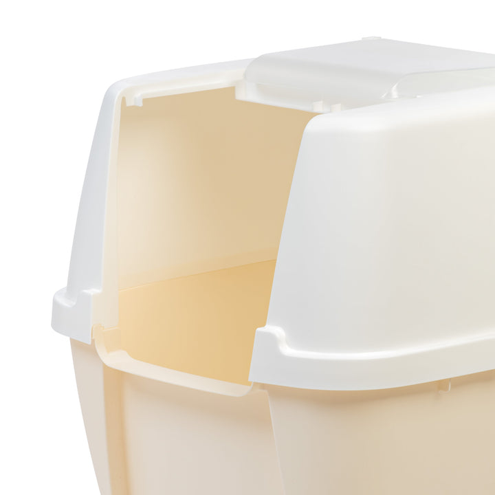 Jumbo Hooded Litter Box with Scoop, Off White - IRIS USA, Inc.