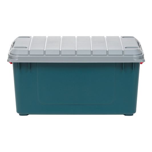 79 Quart Green Stackble Storage Tote w/ Heavy-duty Buckles [ Pack of 2 ] - IRIS USA, Inc.