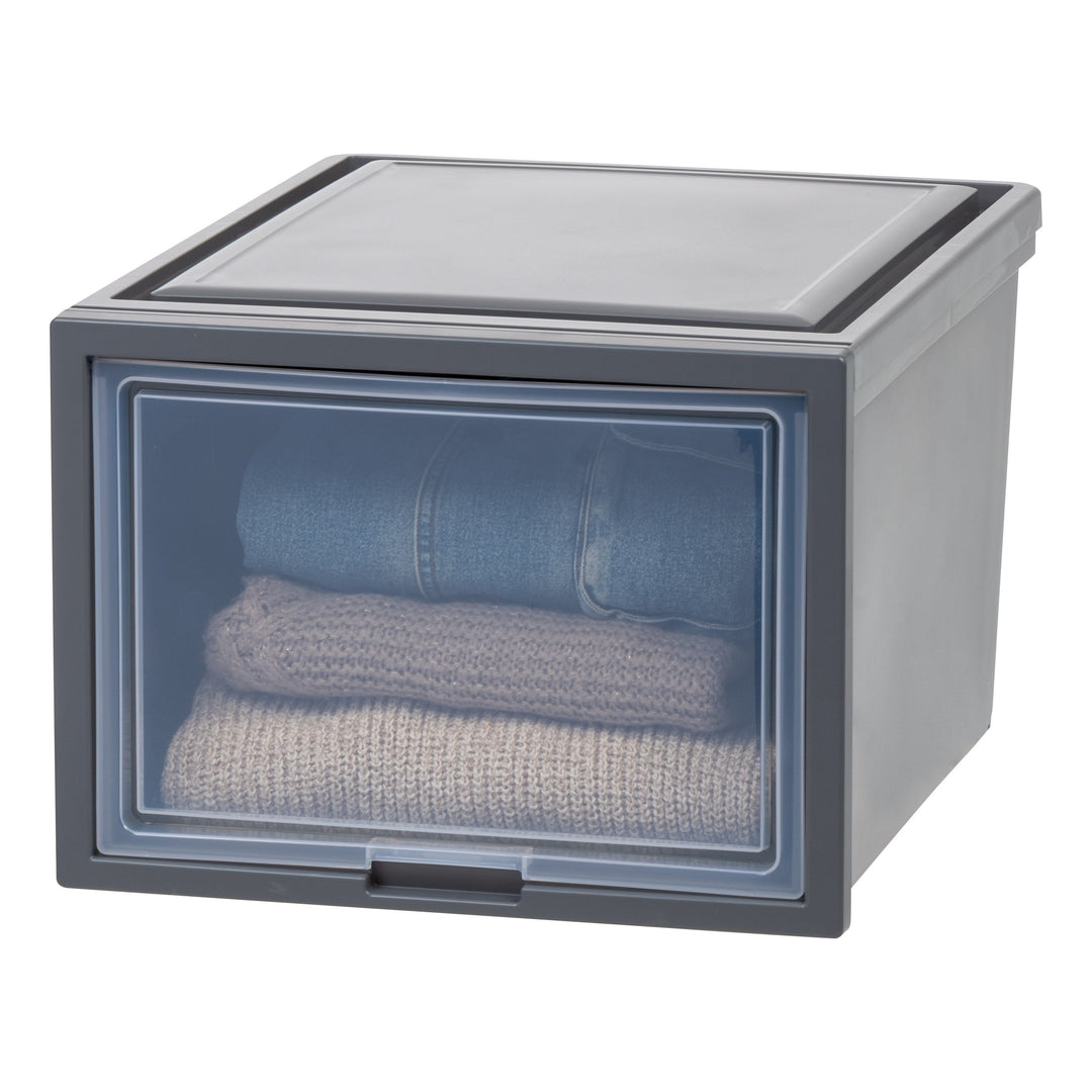 Deep Box Chest with Sliding Door, Gray, 4 Pack - IRIS USA, Inc.