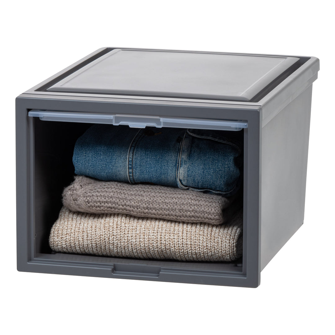 Deep Box Chest with Sliding Door, Gray, 4 Pack - IRIS USA, Inc.