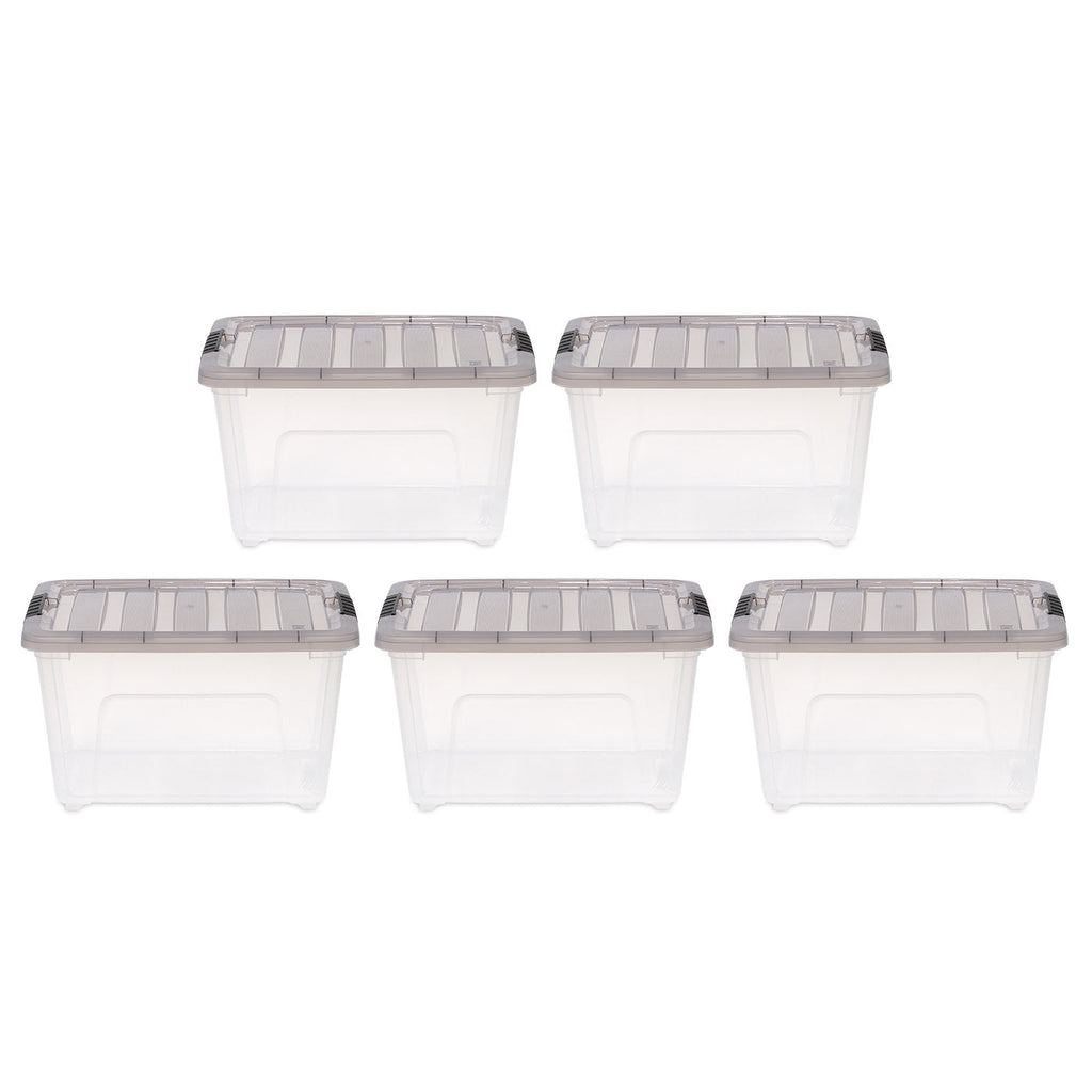 IRIS USA 15 Gallon Clear Plastic Storage Boxes with Blue Lid, Pack