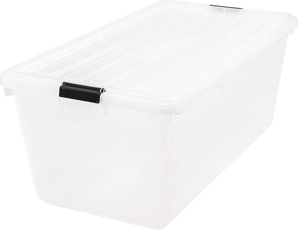 IRIS USA 4 Pack Jumbo Plastic Open Front Stackable Storage Bin, Clear