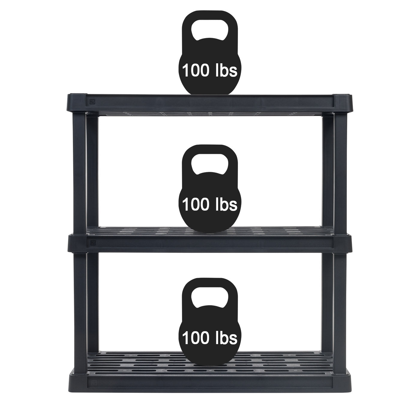 Iris USA, Plastic Rack Shelf with 5 Large Shelves, Black