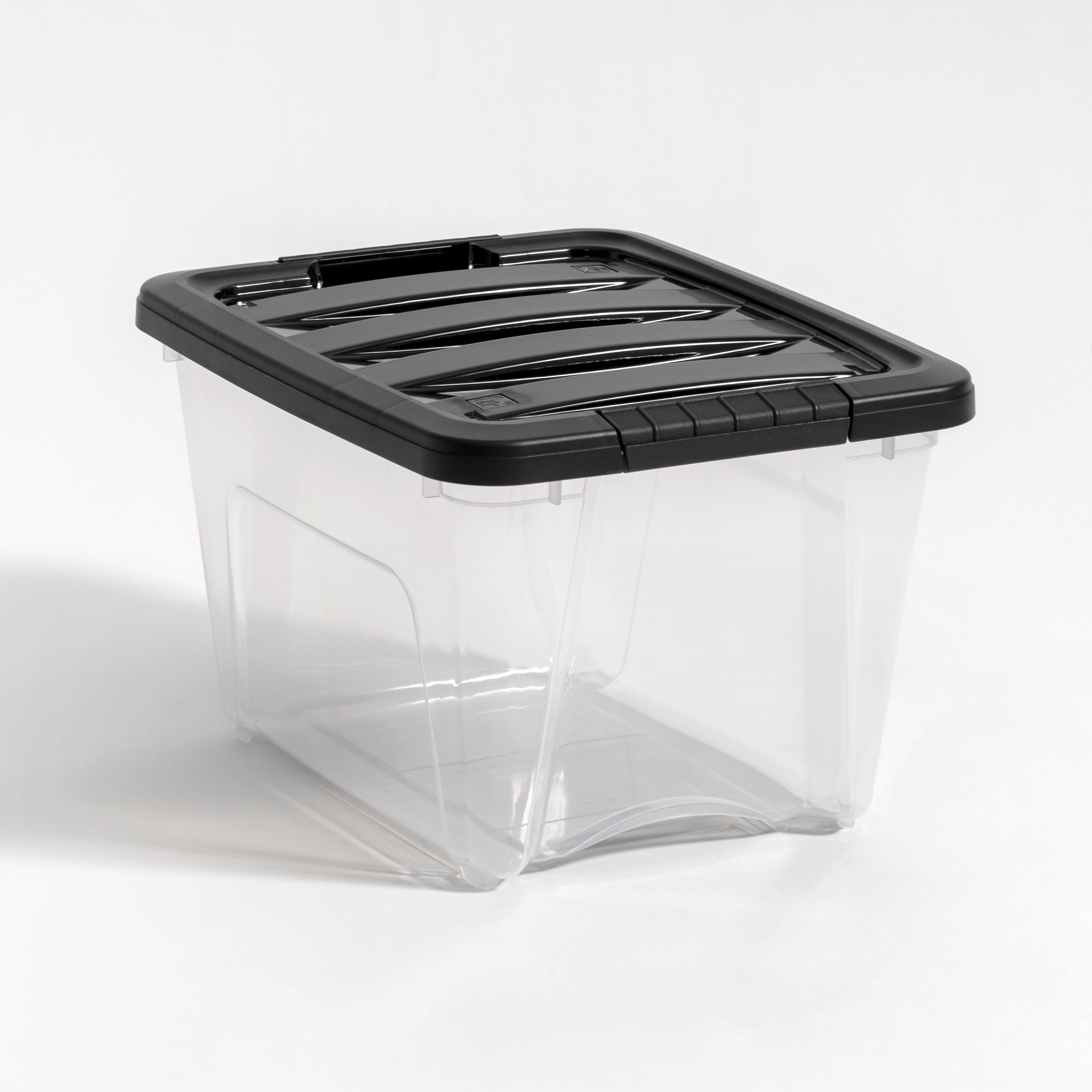 Plastic Storage Bins, Stackable Storage Container with Secure Latching  Buckles and Black Lid, 5 Qt.