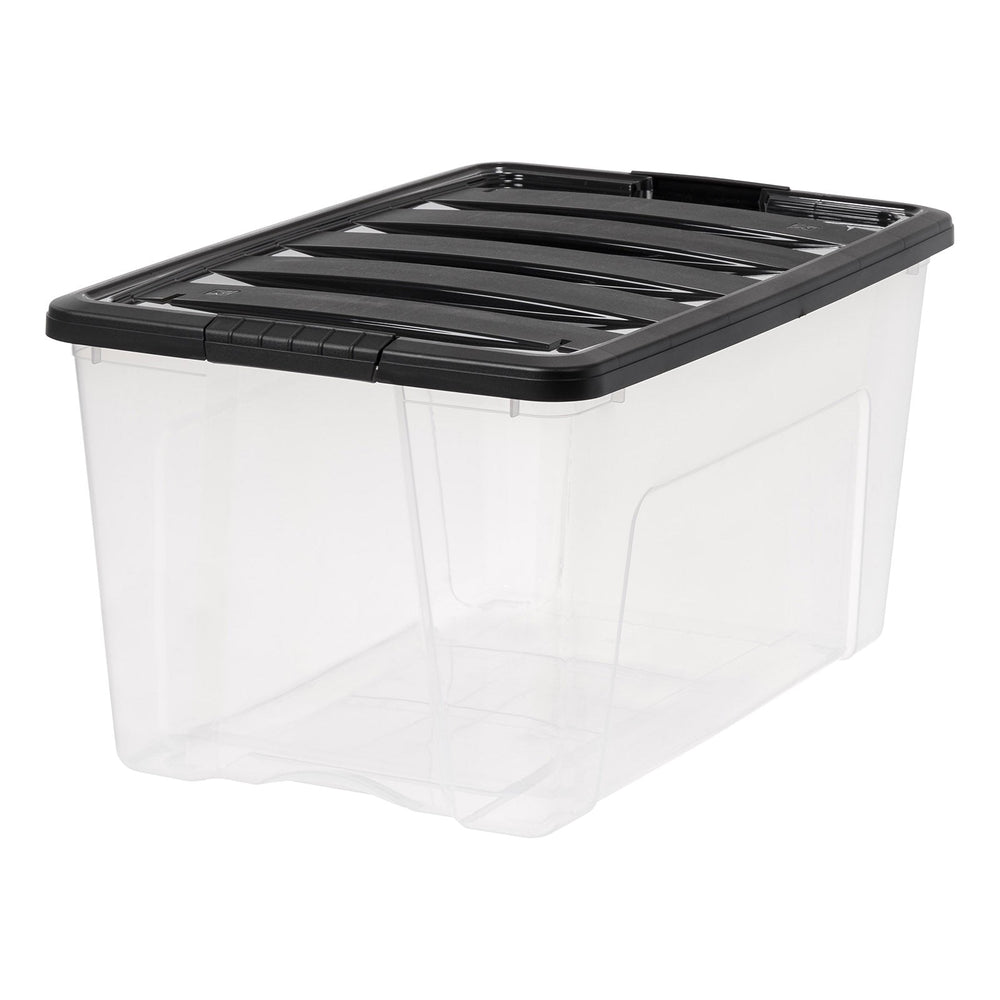 Plastic Storage Bins, Stackable Storage Container with Secure Latching Buckles and Black Lid, 72 Qt. - IRIS USA, Inc.