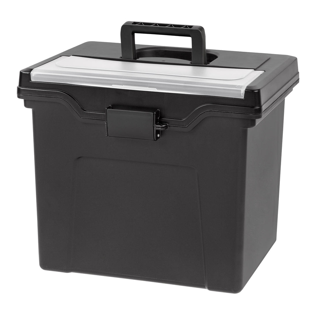 Letter Size Portable File Box With Organizer Lid, 2 Pack, Black - IRIS USA, Inc.