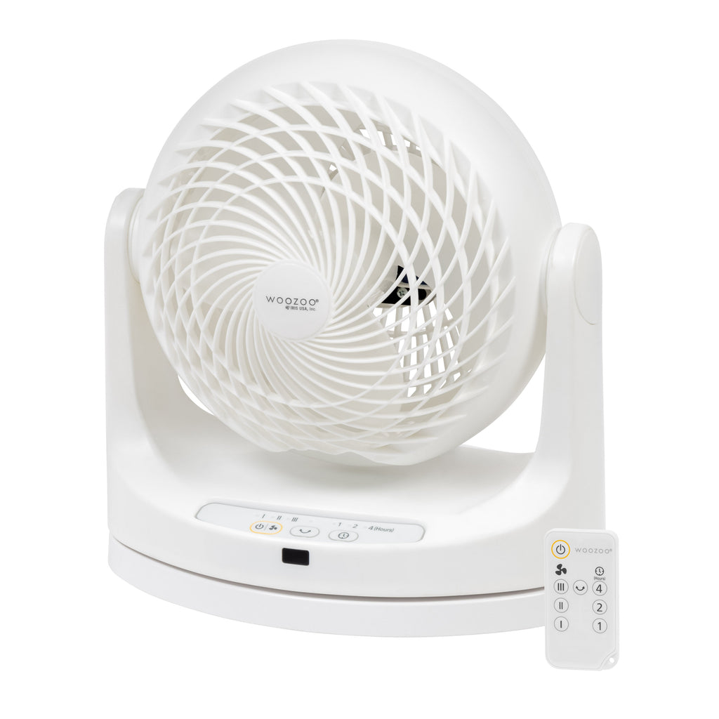 WOOZOO Oscillating Air Circulator Fan with Remote Control, White